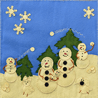 Snowmen at Play Quilt Square